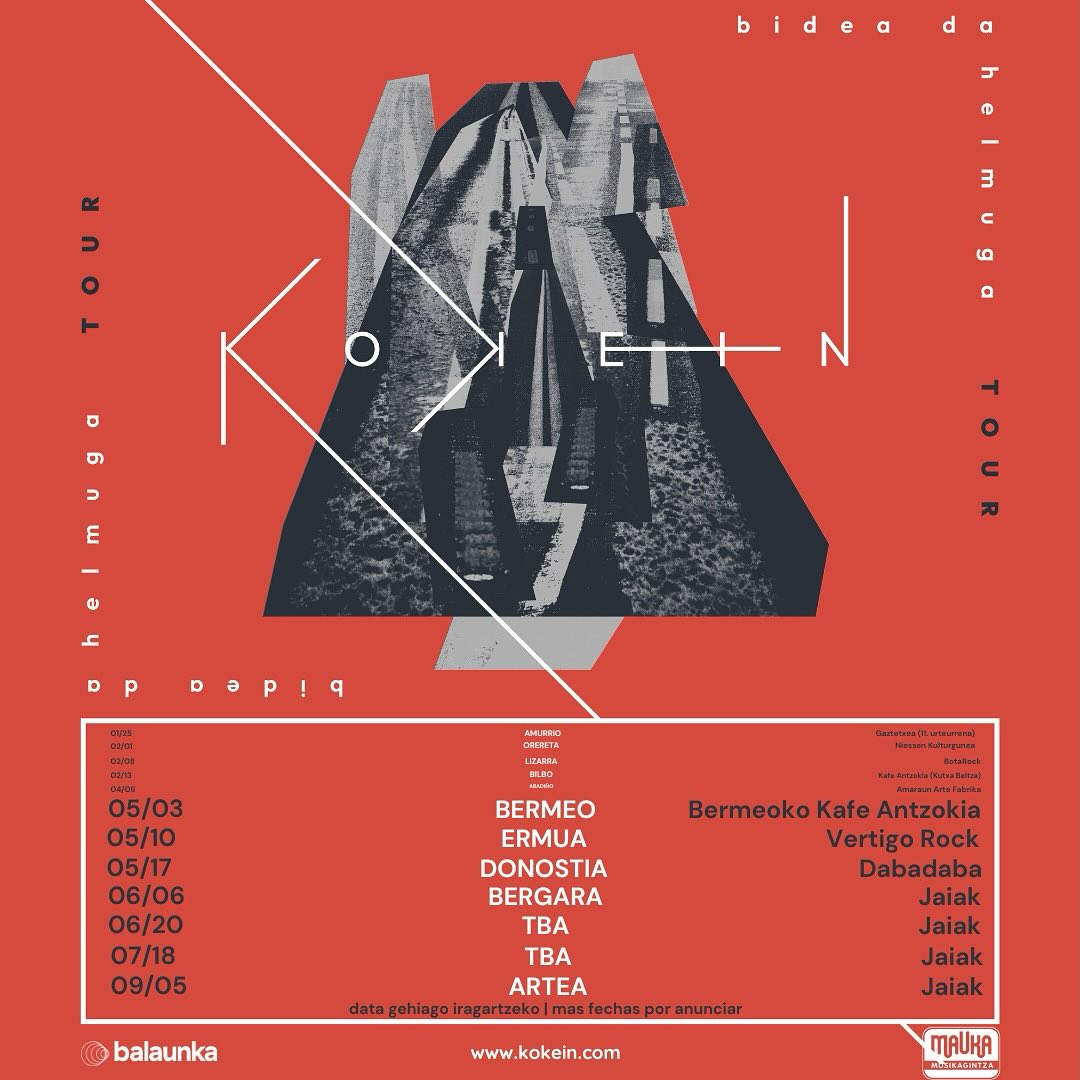 BDH TOUR DATA BERRIA!
DONOSTIA 🔥
Maiatza indarrez dator Donostiako data gehitu ostean. Hemen momentuz datozenak.
Mayo viene con fuerza después de añadir la fecha de Donosti. Estas son las fechas que vienen de momento.
05/03 Bermeo @ @bermeokokafeantzokia
05/10 Ermua @ @vertigorockfest
05/17 Donostia @ @dabadabass
06/06 Bergara @ Plaza (Jaiak)
06/20 TBA @ Jaiak
07/18 TBA @ Jaiak
09/05 Artea @ Plaza (Jaiak)
Tickets 🎟️ www.kokein.com